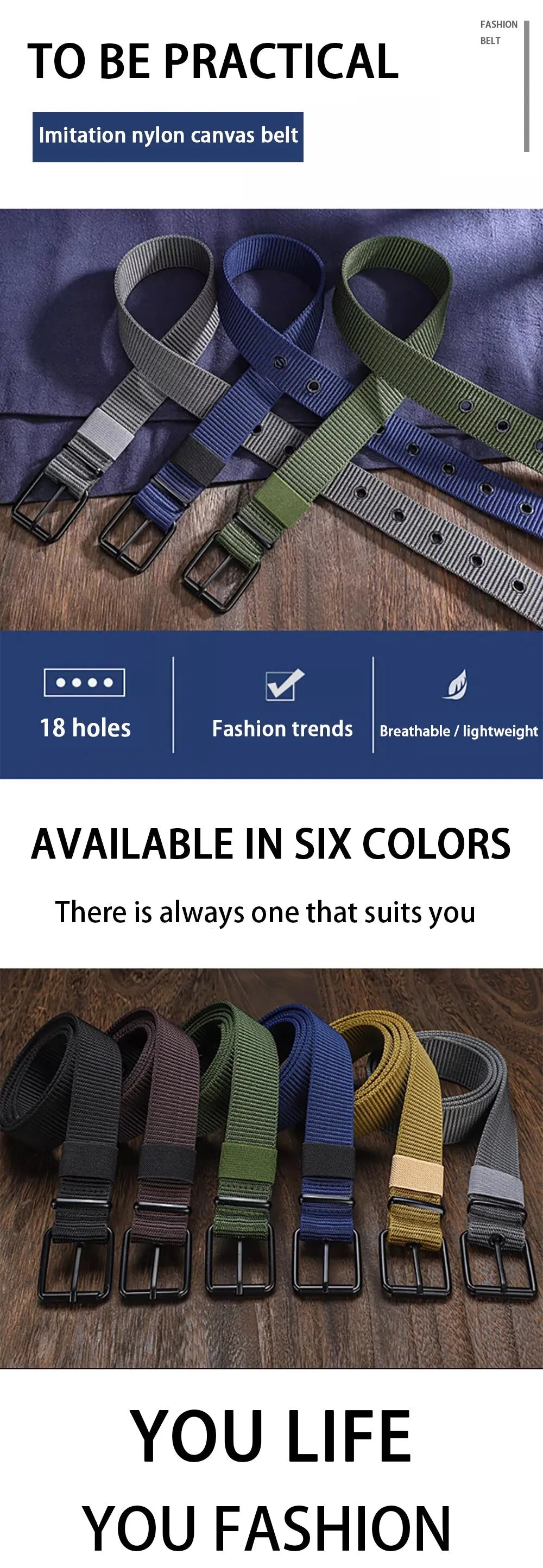 Canvas Pin Buckle Eyelet Belt Casual