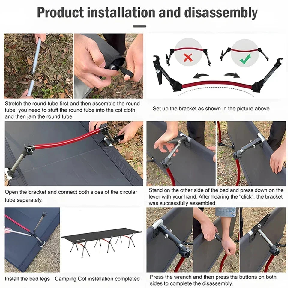 Camping Cot Folding Bed Lightweight & Tear-Resistant