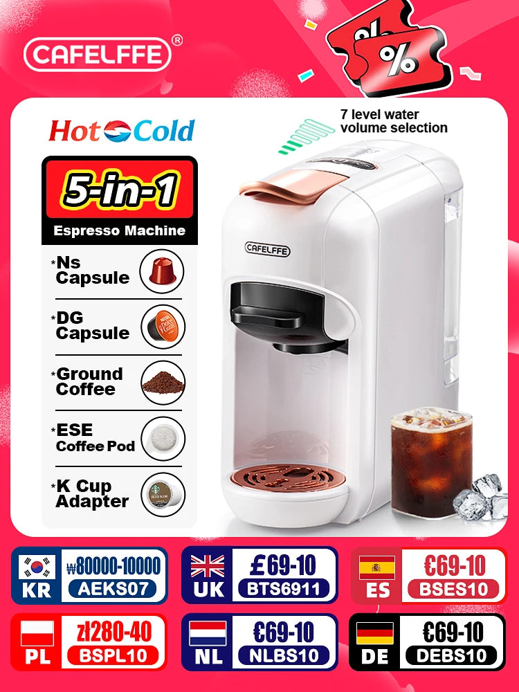 Cafelffe 5-in-1 Capsule Coffee Machine 19Bar