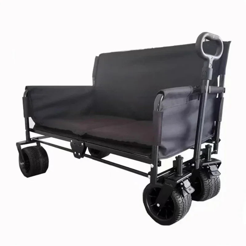Foldable Camping Handcart with Sofa Seat Outdoor Storage
