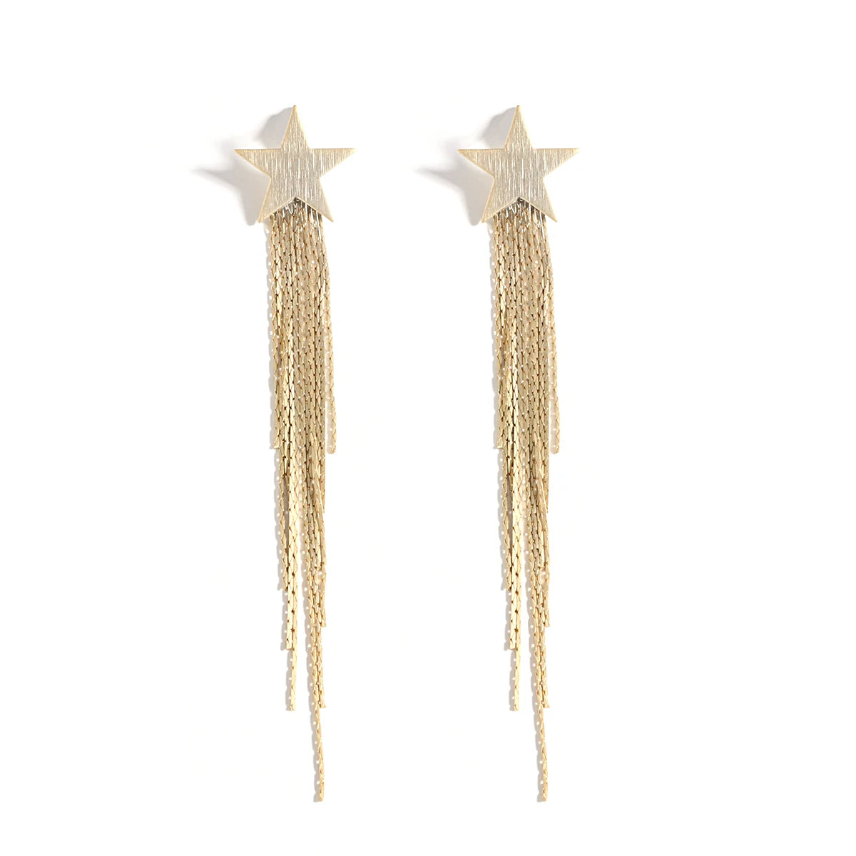 AENSOA Gold Star Tassel Drop Earrings for Women