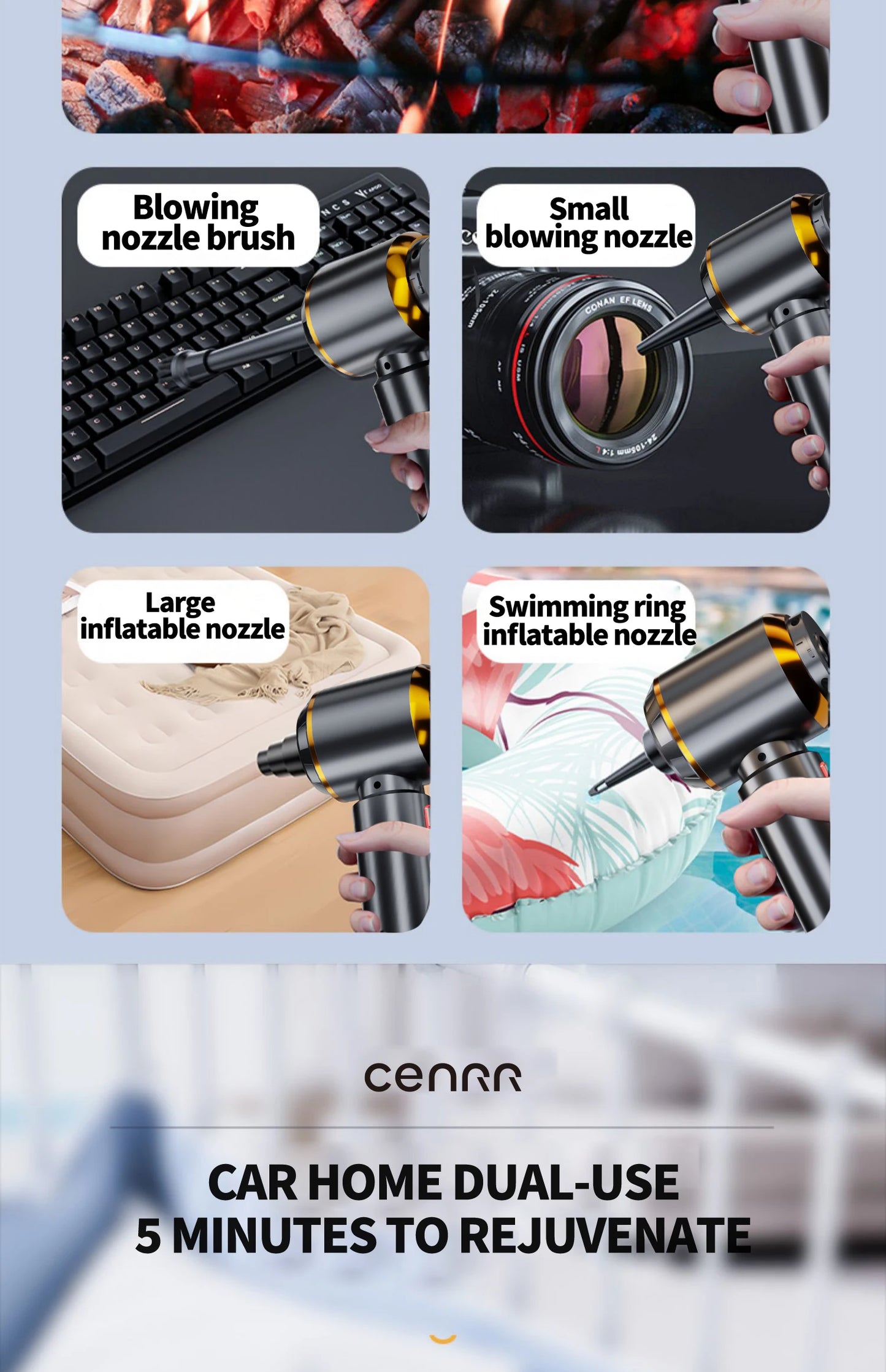 CENRR 998000PA Cordless Mini Car Vacuum Cleaner