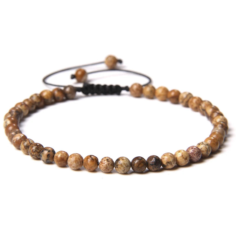 4MM Natural Stone Beaded Bracelet – Adjustable Unisex Quartz