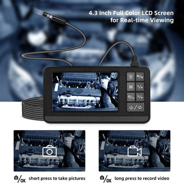 Dual Lens Industrial Endoscope Camera with Screen IP67