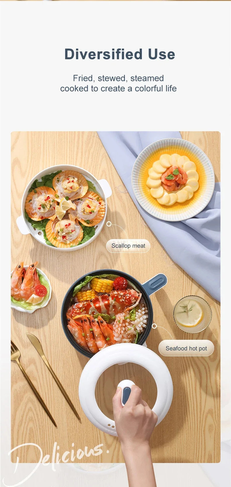 Rice cooker multi-function pot multi-function pot mini hot pot pot soup household appliances kitchen pot suitable for 1-3 people