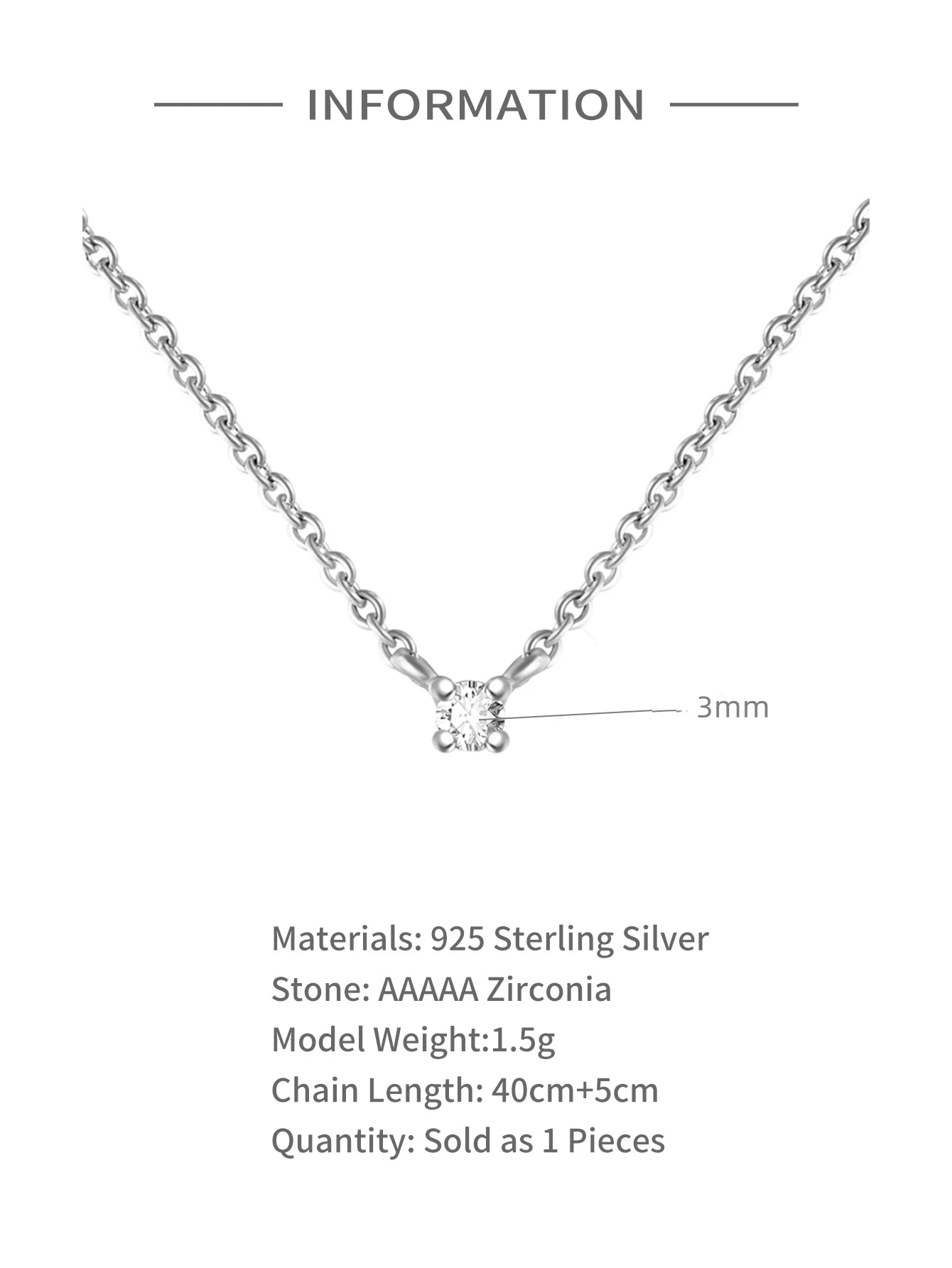 Canner 925 Silver Zircon Pendant Necklace Women’s Jewelry