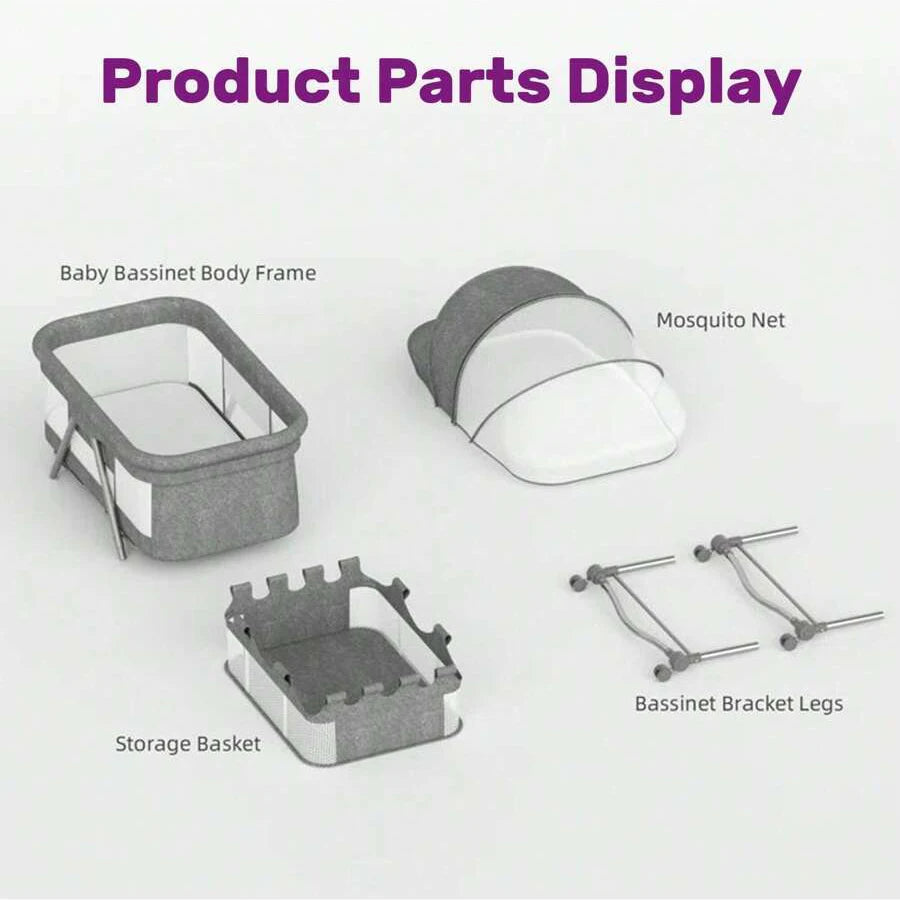 Sejoy 3 in 1 Rocking Crib Baby Bassinet Newborn Beside Sleeper Infant Sleeping Bed Convertible Anti-mosquito Foldable Portable