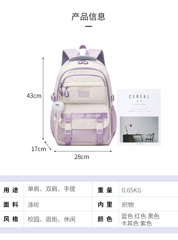 School Bags for High School Girls Fashion Large Capacity Travel Backpack Black and White Lightweight College Student Backpack