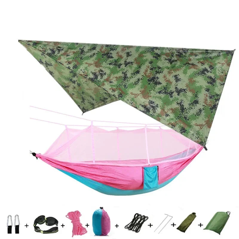 Swallowtail Camping Hammock with Mosquito Net & Rainfly