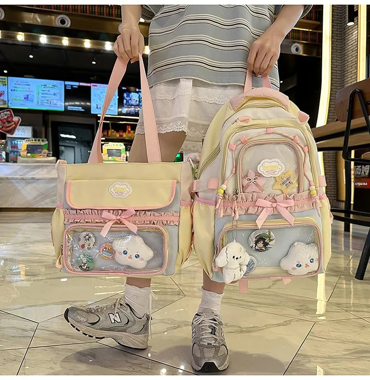 Large Capaci Children's School Bag Set for Girls Primary And Middle School Double oulder Bapa Sweet College Sle