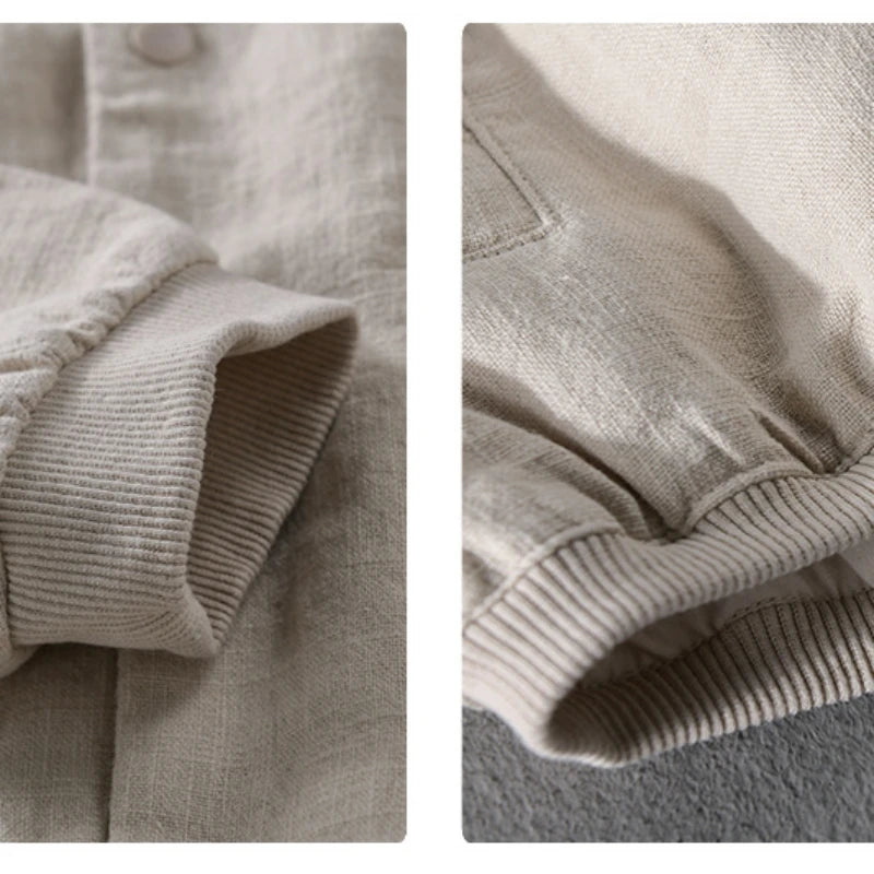 Men’s Cotton Linen Jacket – Casual Travel Stand Collar