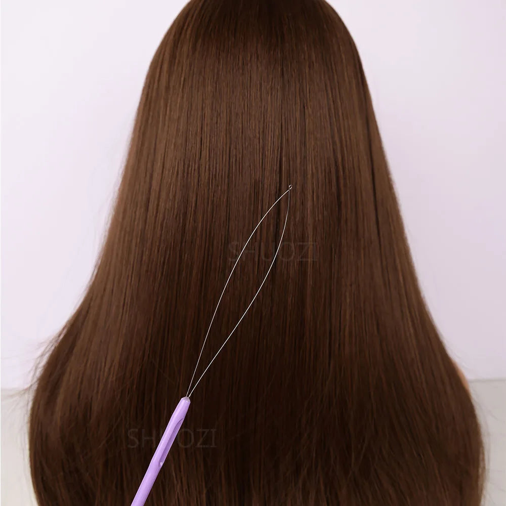 5 PCS Hair Extension Loop Needle Threader Pulling Hook Tool and Bead Device Tool Loop Threader for Hair or Feather Extensions