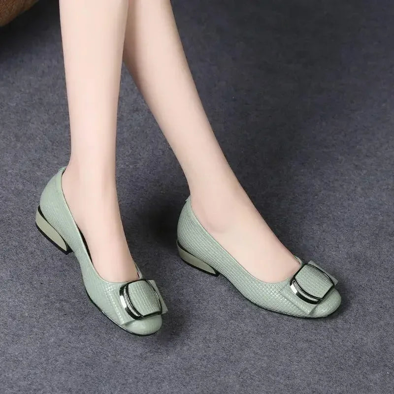 New Leather Shoes for Woman Low Heels