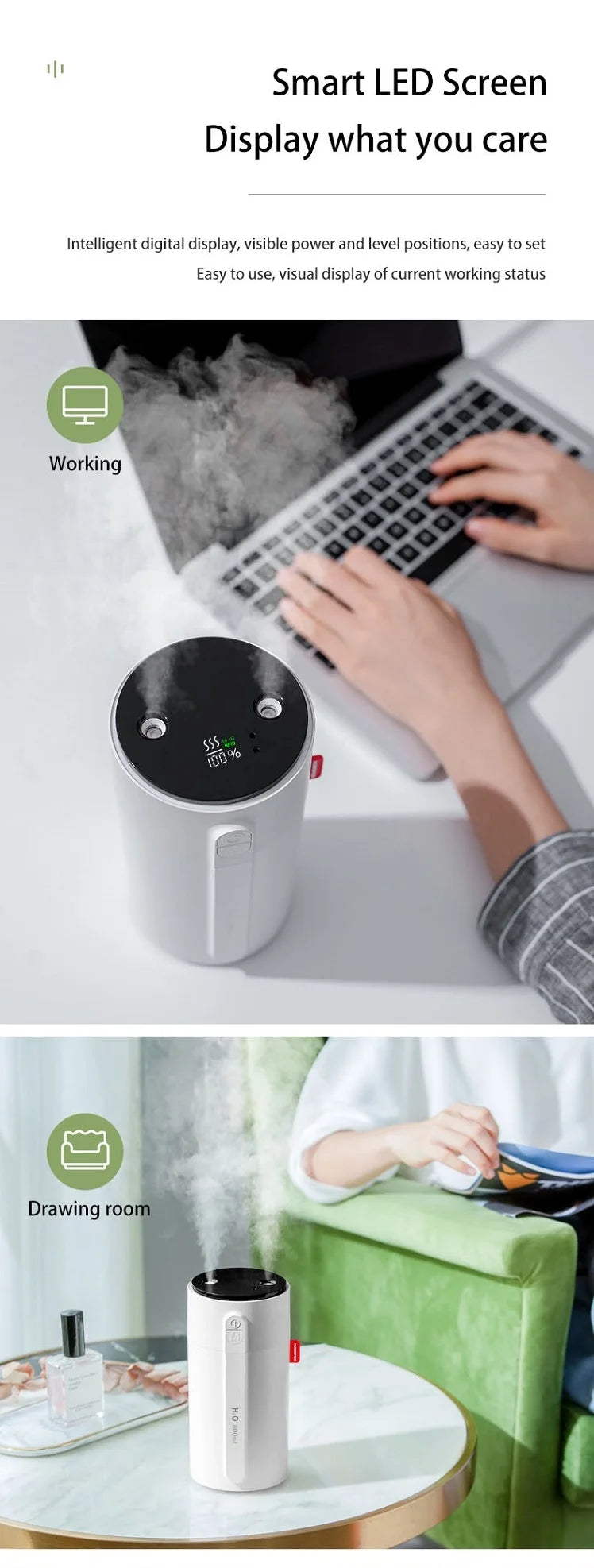 800ML Smart Induction Air Humidifier USB