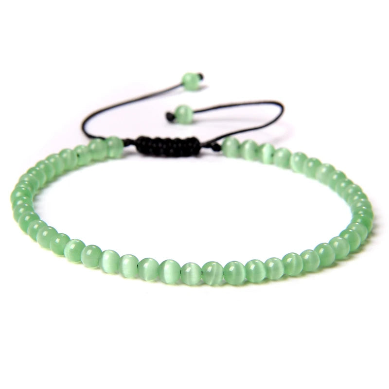4MM Natural Stone Beaded Bracelet – Adjustable Unisex Quartz