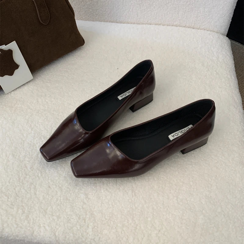 Elegant Women’s Low-Heel Pumps – Round Toe Spring