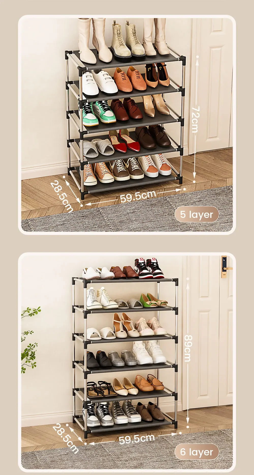 Metal Shoe Rack – Space Saving Black Shoe Storage Organizer