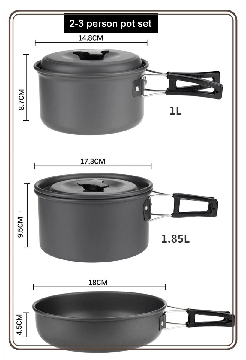 Camping Cookware Set Portable Pot & Pan for 1–7 Persons