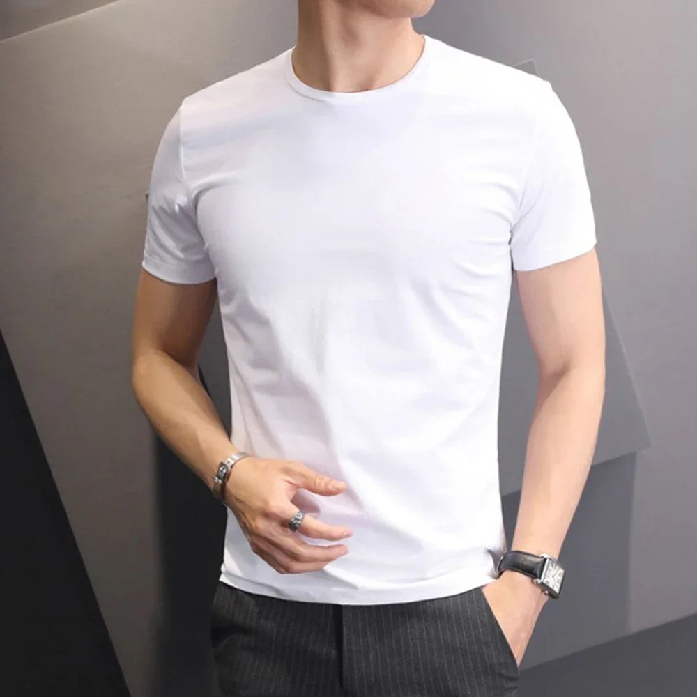 Men’s Casual O-Neck Solid Color T-Shirt