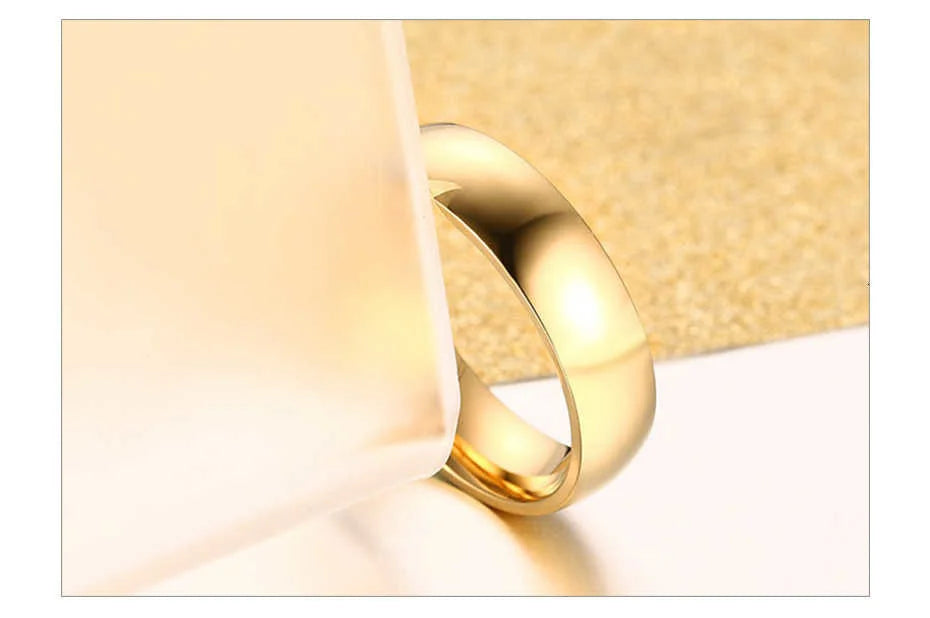 Vnox Classic Wedding Rings for Women Men 6mm Gold Color Stainless Steel Couple Rings Simple Plain Bands Anniversary Gift