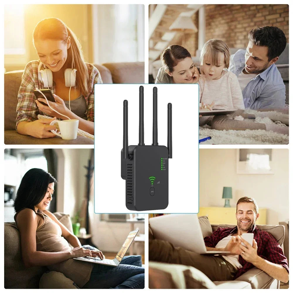 Wireless WiFi Repeater 2.4G 5Ghz Wi-Fi Amplifier Wi Fi Booster 1200 M Signal WiFi Long Range Extender Access Point