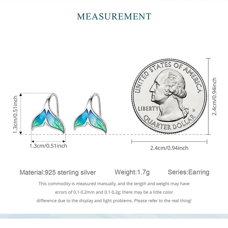 Bamoer 925 Silver Mermaid & Starfish Ocean Hoop Earrings