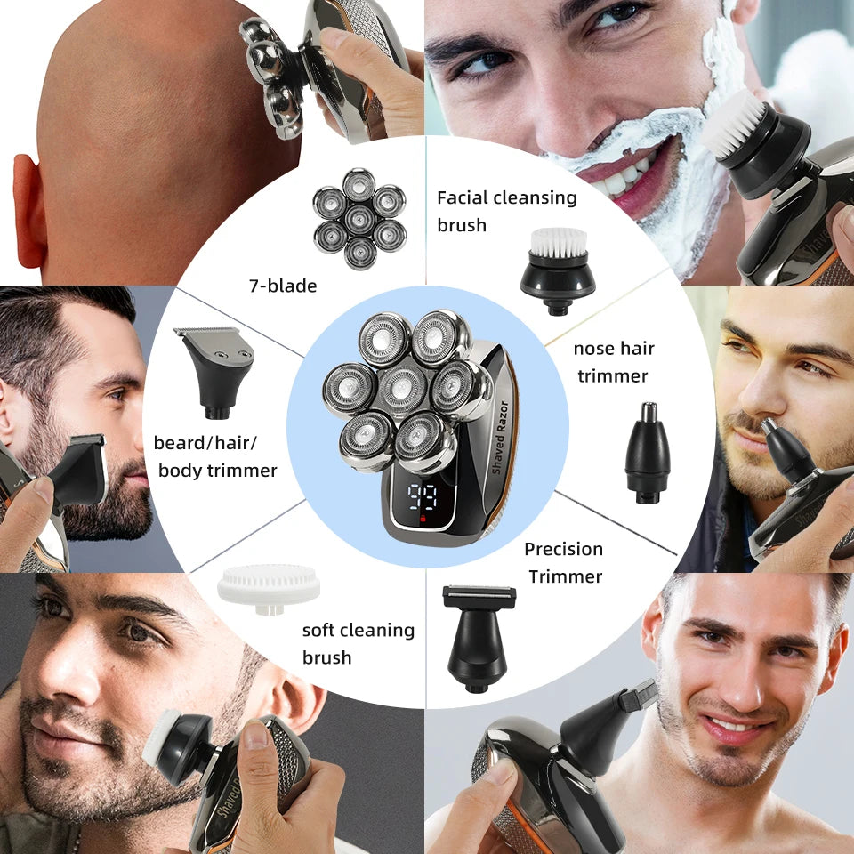 7D Electric Head Shaver for Bald Men