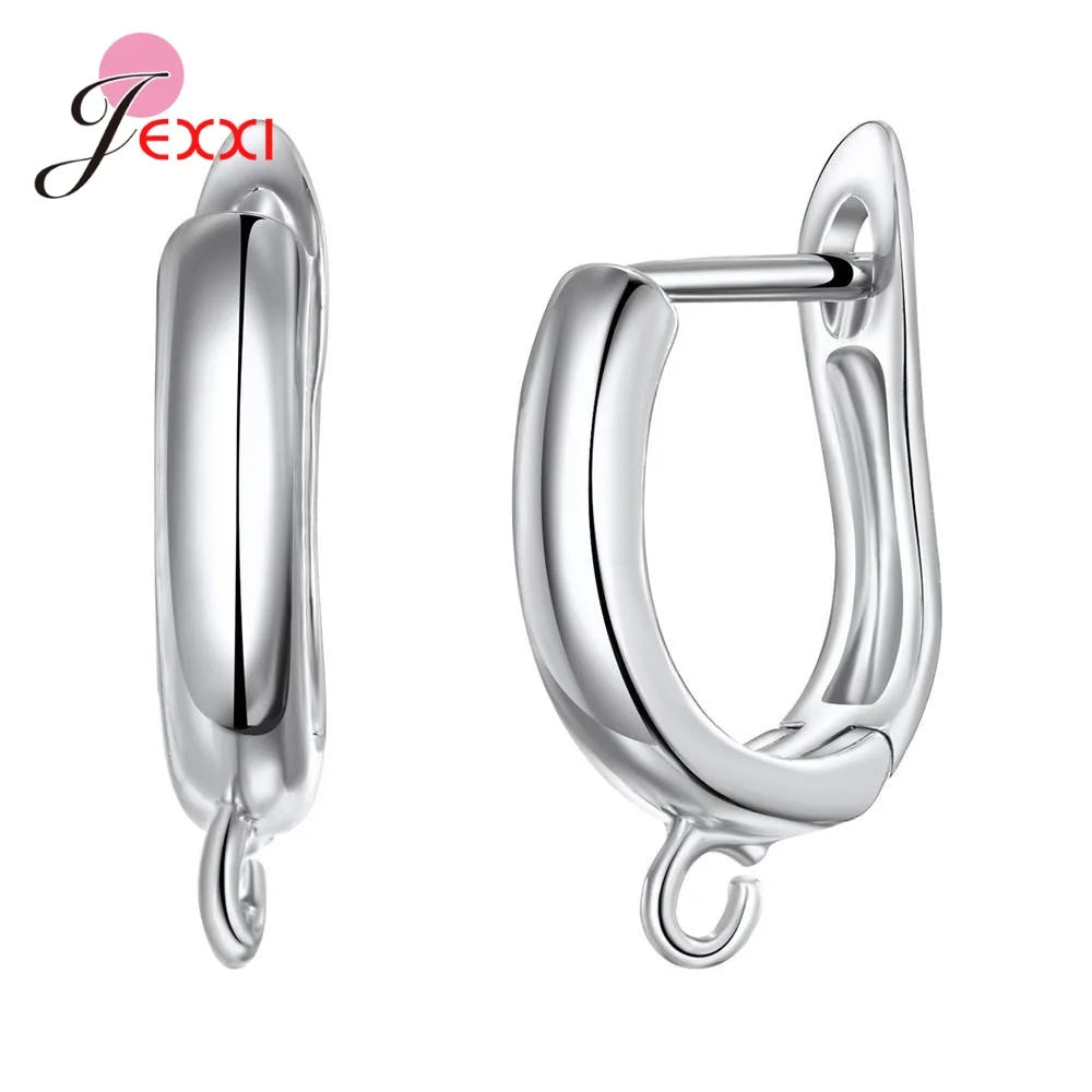 Trendy 925 Sterling Silver Earring Hooks For DIY Jewelry Makings Cubic Zirconia Earring Clasps Accessories