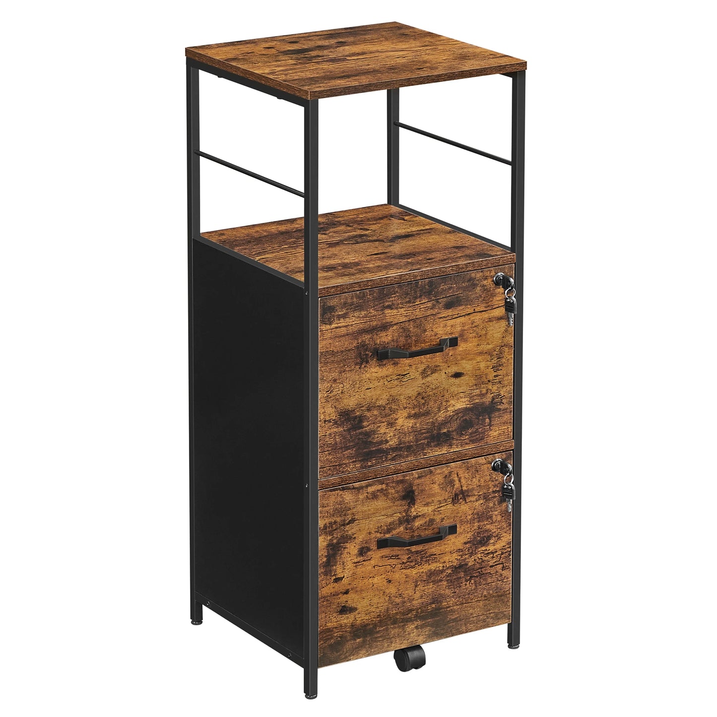 VASAGLE Filing Cabinet for Home Office, File Cabinet with 2 Drawers, Open Shelf, Steel Frame, for A4 and Letter Sized Files