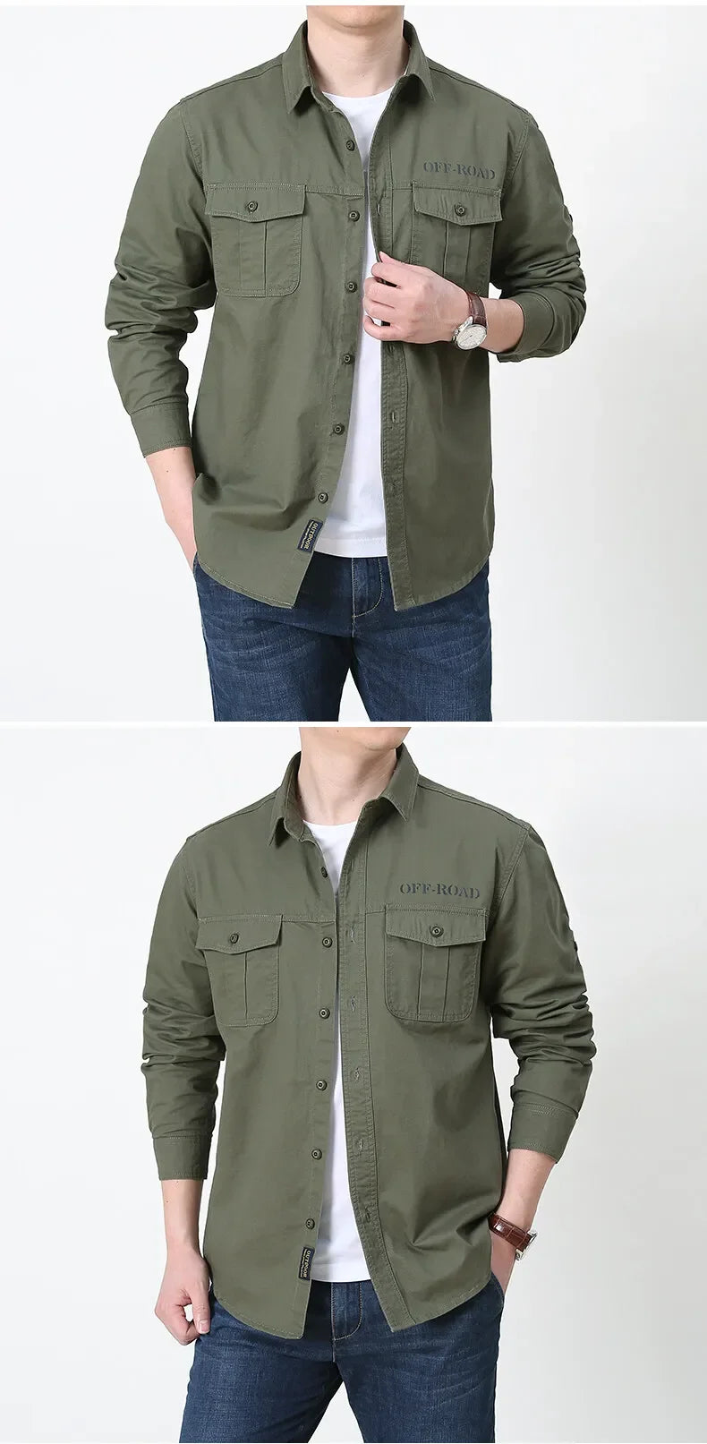 Men’s Outdoor Cotton Work Shirt – Multi-Pocket Safari Style