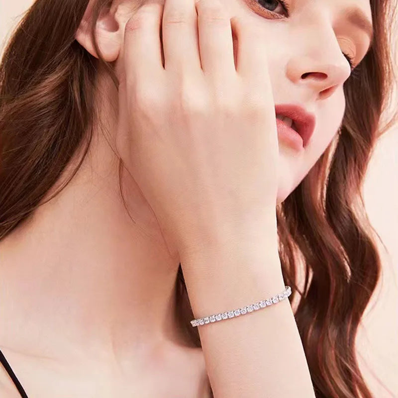 Popular Inlaid Zircon Combination Chain 925 Sterling Silver Bracelet New Ladies Jewelry Birthday Party Gift Fashion Jewelry