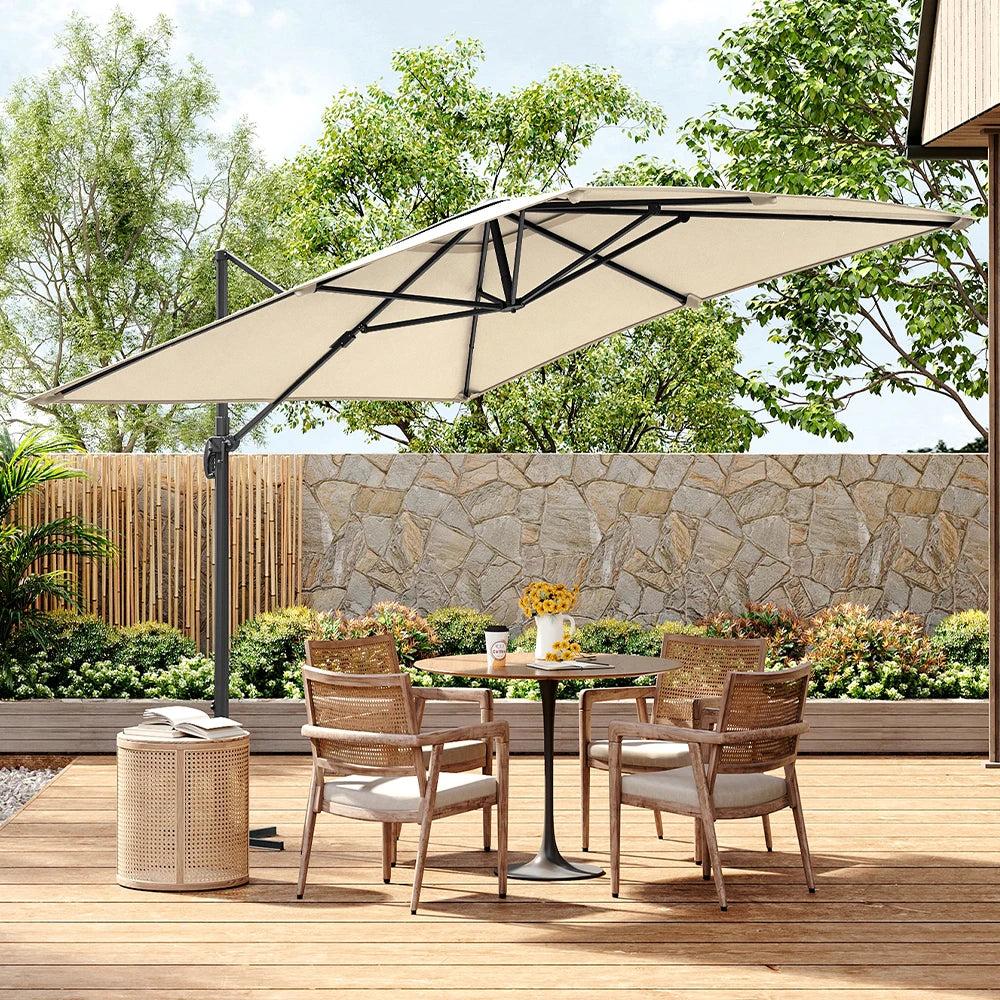 Breeins 3M Tilting Aluminium Cantilever Parasol – Dark Grey