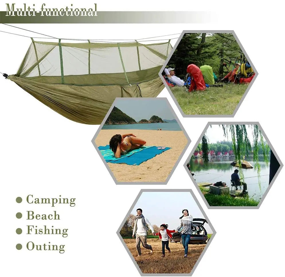 Double Camping Hammock with Mosquito Net Portable