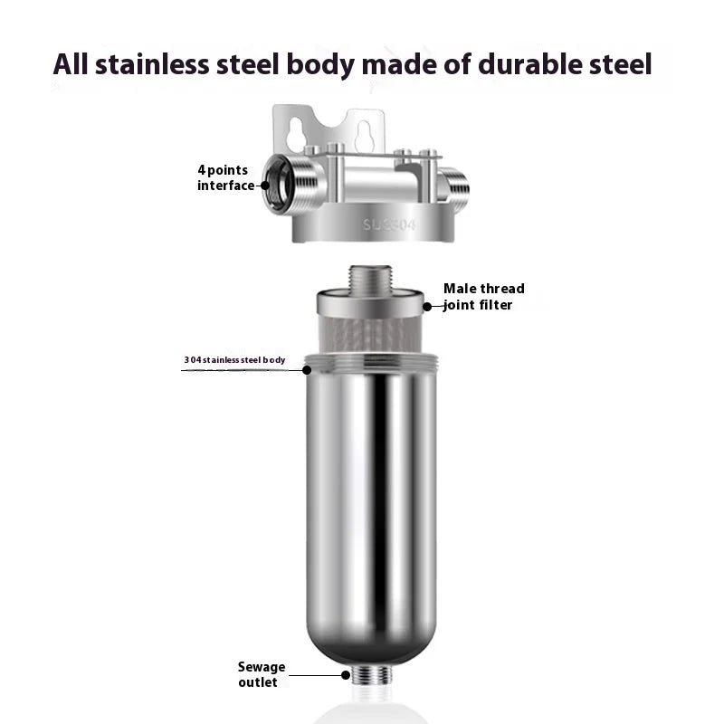 Pre-filter household well water whole house household water purifier 304 stainless steel high flow backwashing water filter