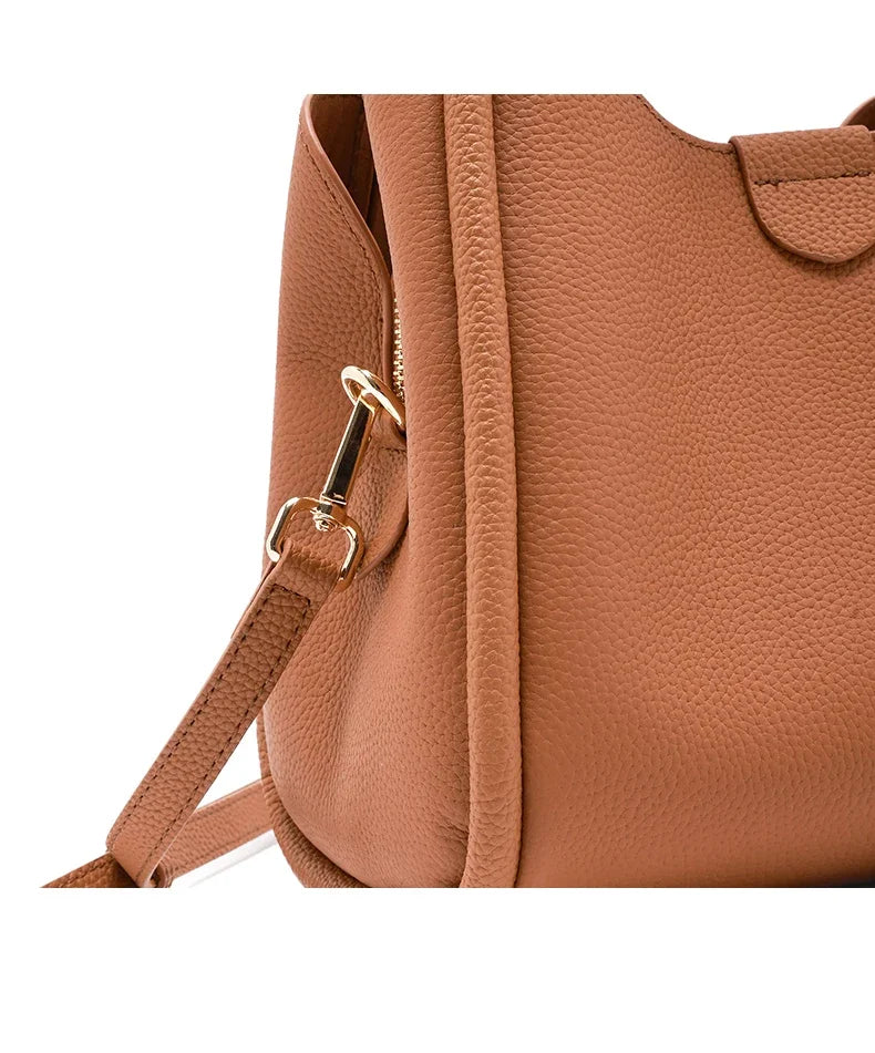 Women's Natural Cow Real Leather Shoulder Bag Ladies Retro Fashion Luxury Crossbody Bag Female Cowhide Commuter Handbag for Lady