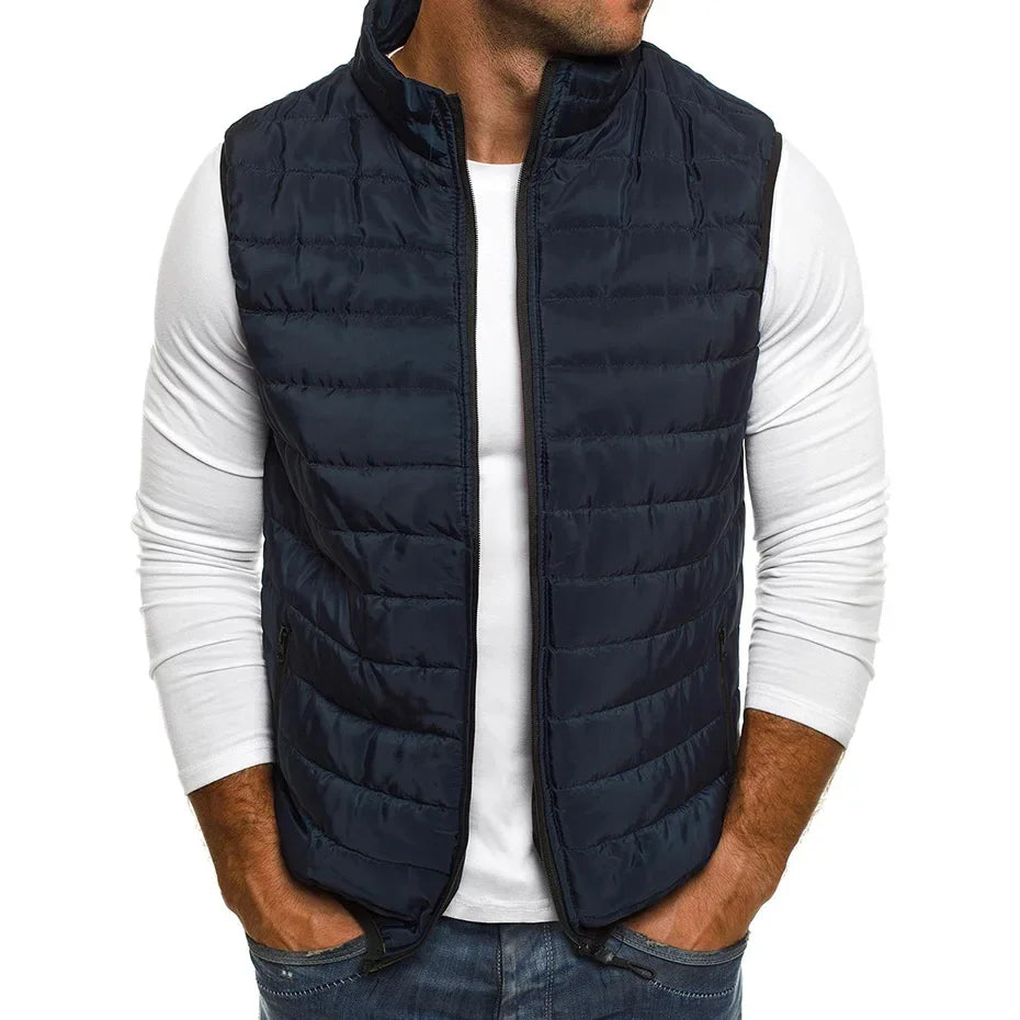 Men’s Winter Cotton Padded Sleeveless Vest Jacket