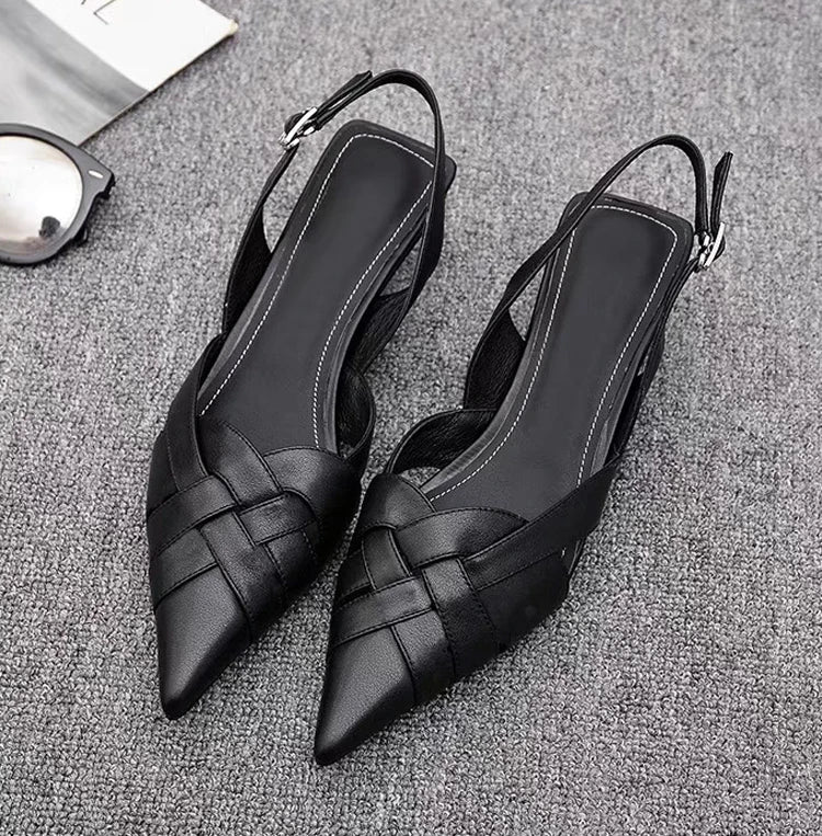 Weave Women Heeled Sandals Pointed Toe Elegant Shoes Woman Trend New Slippers Fashion Heels Women Zapatos Mujer
