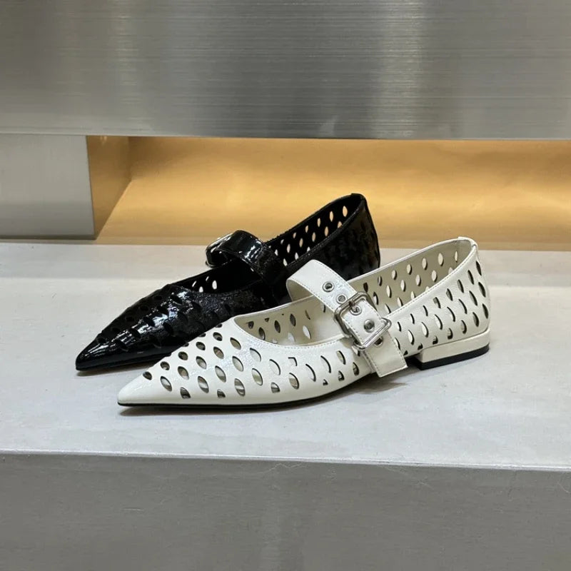 Women Sandals Pointed Toe  Flats Hollow Loafers Shoes