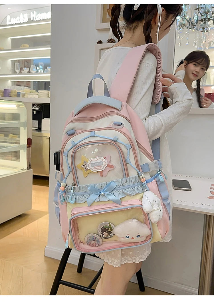 Large Capaci Children's School Bag Set for Girls Primary And Middle School Double oulder Bapa Sweet College Sle