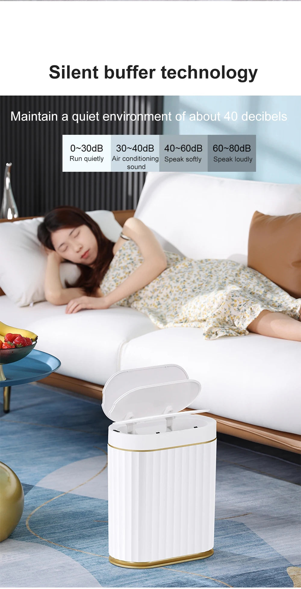 Smart Home Automatic Sensor Trash Can For Kitchen Bathroom Toilet Smart Trash Can Living Room Dustbin Wastebasket Waterproof Bin