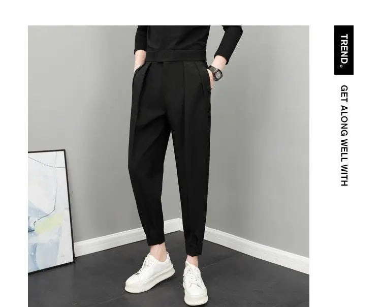 Men High Waist Casual Loose Spring Summer Pants