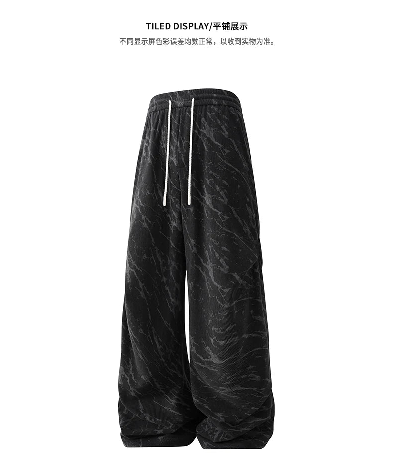 Men’s Corduroy Tie-Dye Cargo Pants Loose Autumn Trousers