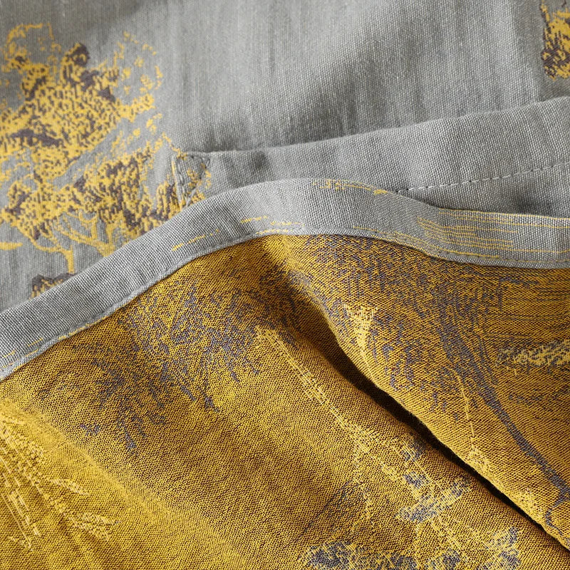 Men’s Cotton Kimono Pajama Robe – Jacquard Print Loungewear