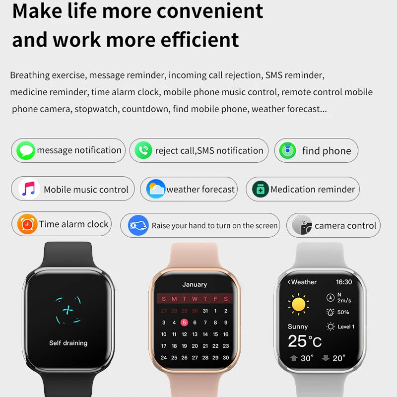 Smart Watch 9 Mini – NFC, Heart Rate, Waterproof, Android/iOS