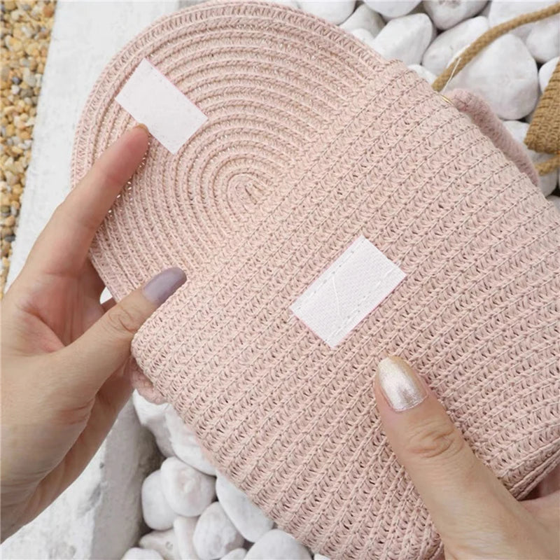 Girls’ Woven Straw Crossbody Shoulder Messenger Bag