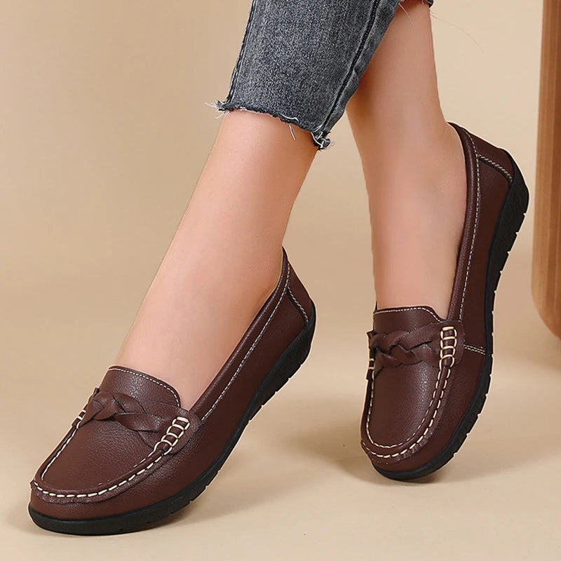 Women's Flat Shoes Fashion Outdoor Loafers For Women Comfortable Moccasins Genuine Leather Shoes For Woman Footwear