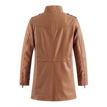 Men’s Slim Winter Leather Jacket with Fleece Lining