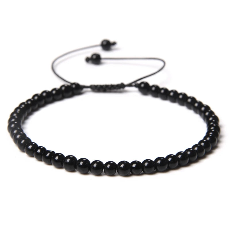 4MM Natural Stone Beaded Bracelet – Adjustable Unisex Quartz