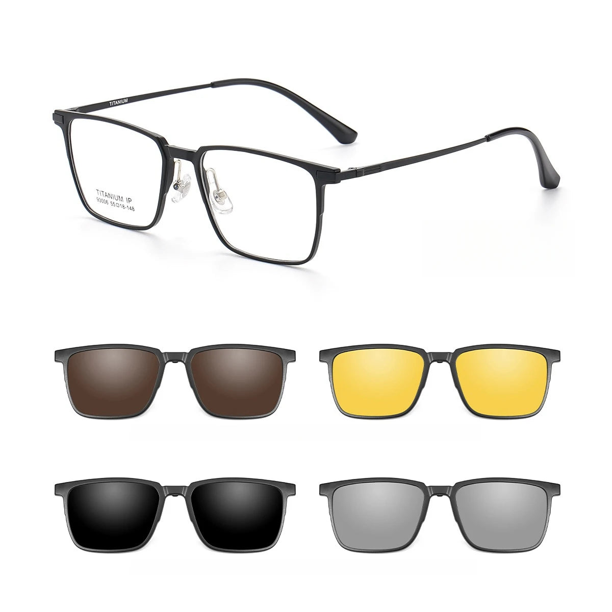 YIMARUILI Ultralight Polarized Magnetic Clip-On Glasses Men and Women TR90 Pure Titanium Optical Prescription Eyeglasses Frames