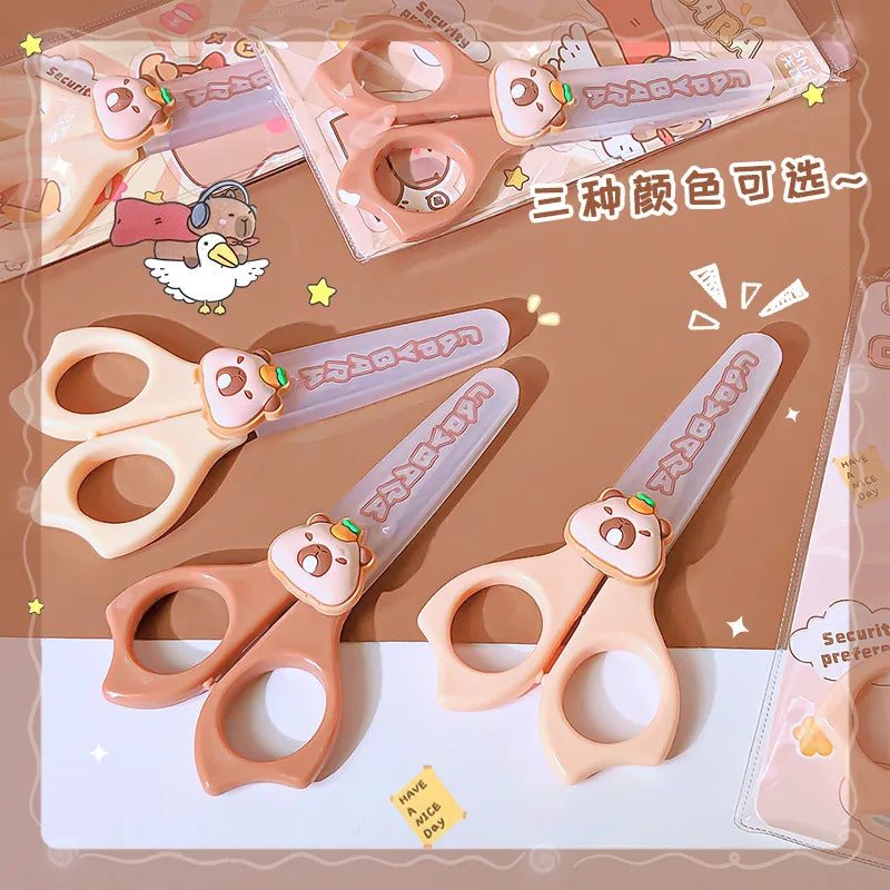 1pc School Useful Back To School Stationery Scissors Cute Capybara Craft Scissors Mini Scissors for Diy Children's Scissor